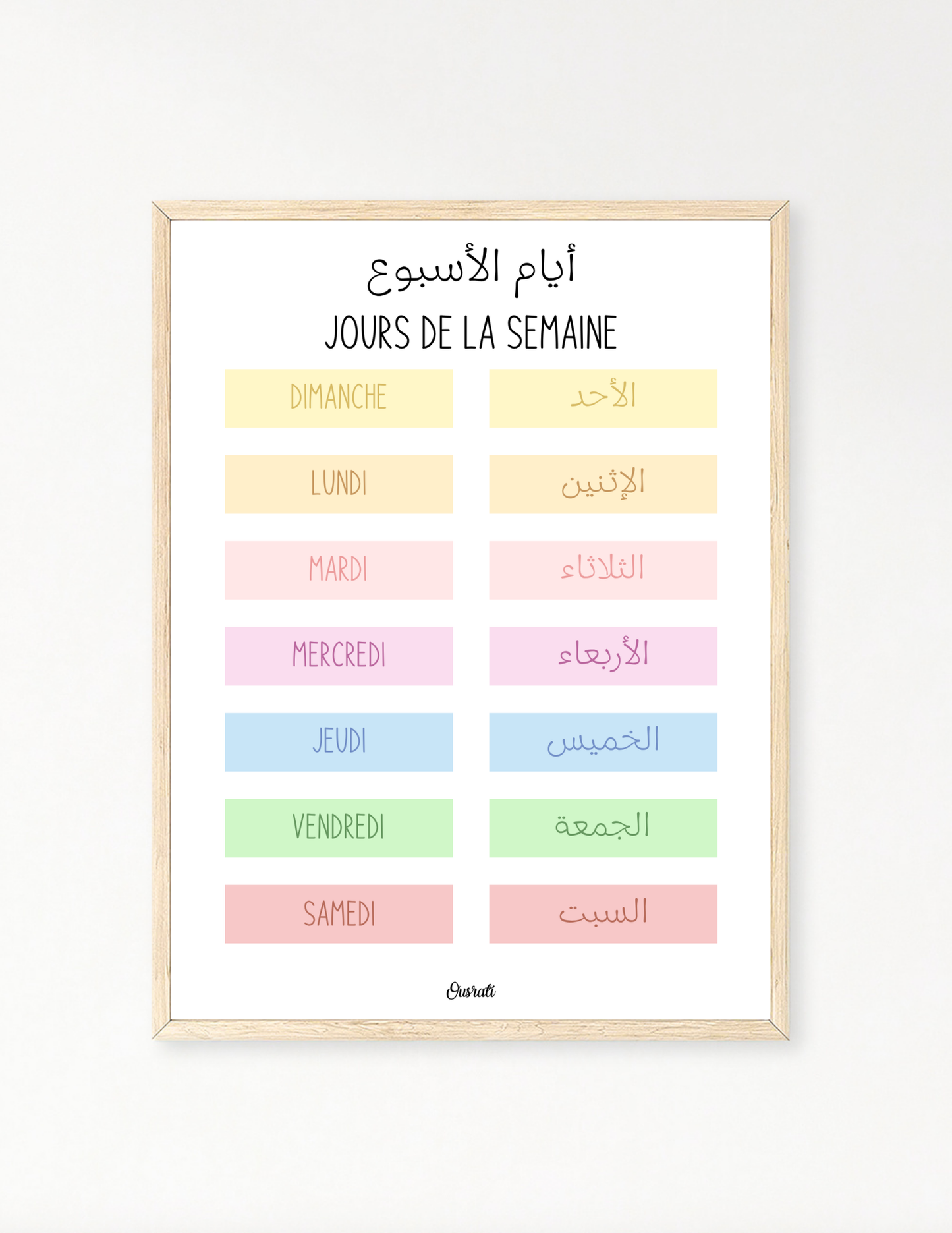 Les jours de la semaine