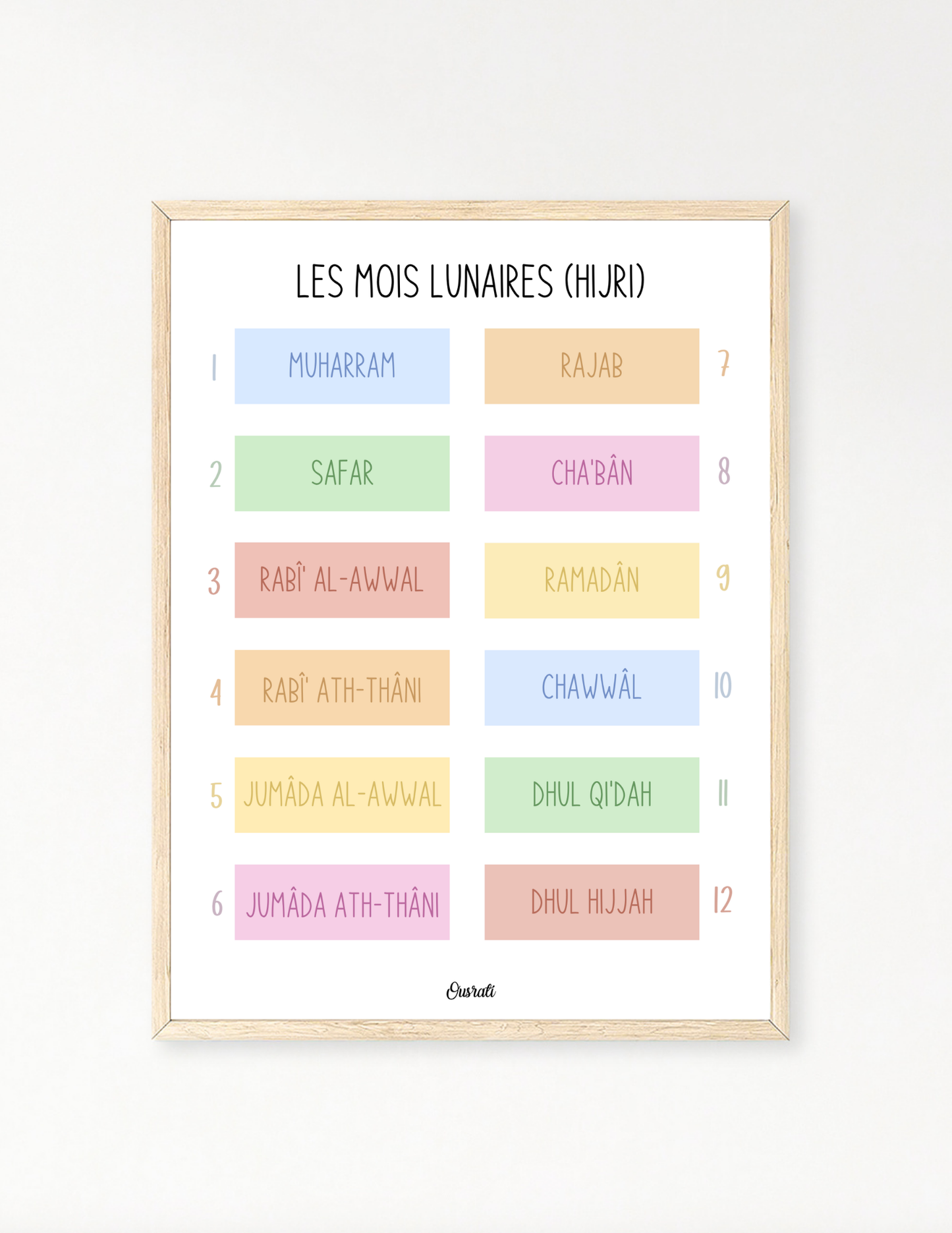 Les mois lunaires (hijri)